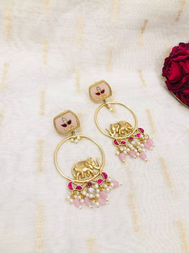 Pink Elephant Motif Earrings